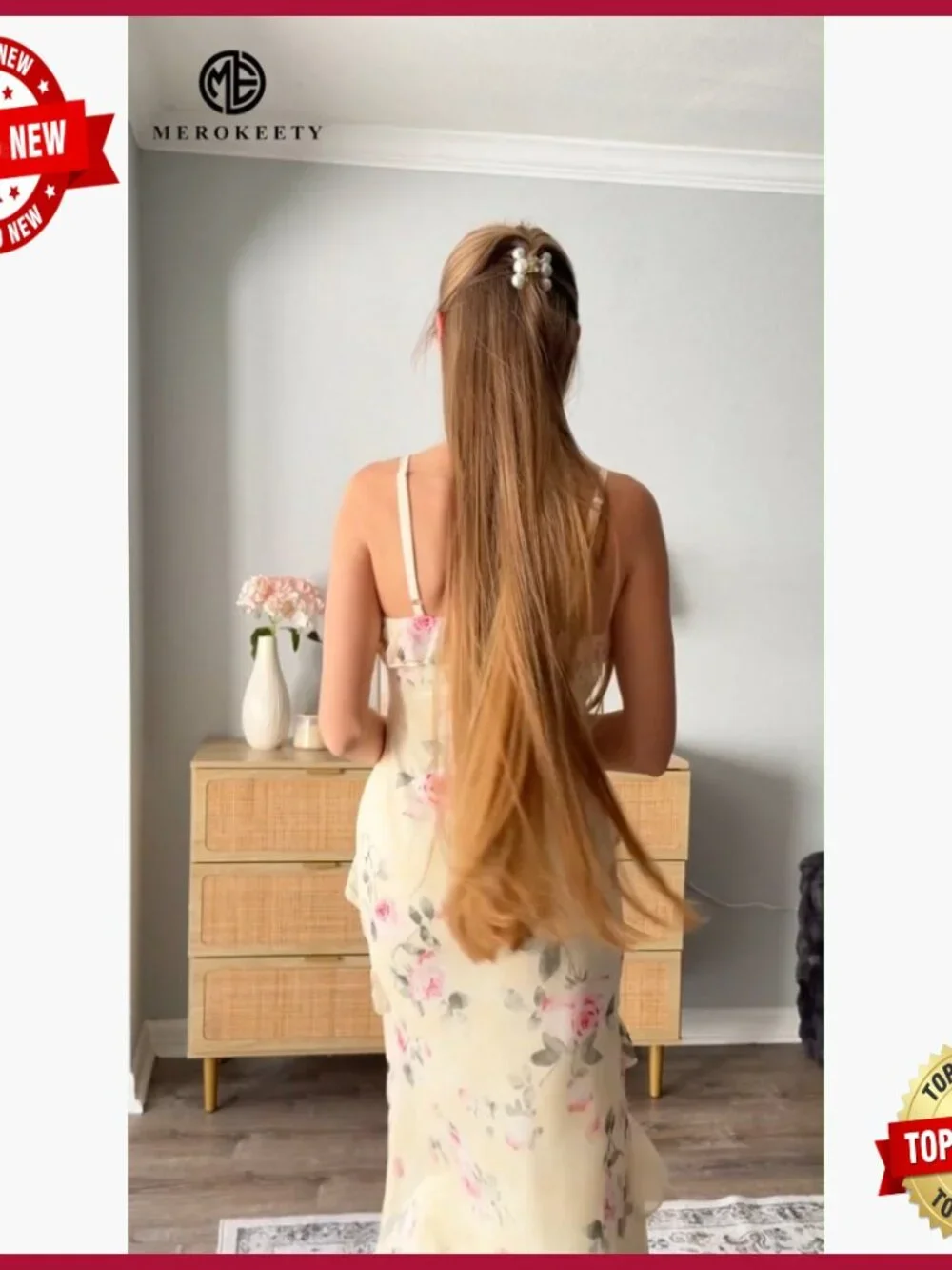 Floral Maxi Dress Formal Bodycon Spaghetti Strap Ruffle Cocktail Wedding Guest - Picture 7 of 7